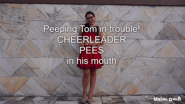 Brat Cheerleader Caught Peeping Tom And Punishes Him By Peeing On picture